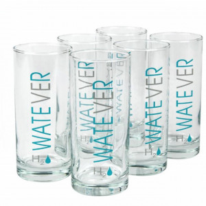 Set 6 pahare Pufo WatEVEr din sticla pentru bauturi, 270 ml