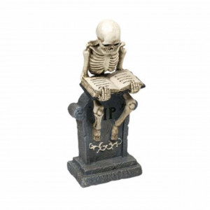 Statueta decorativa cu schelet Pufo, model Eternul cititor