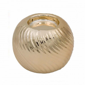 Suport decorativ elegant din portelan pentru lumanare Pufo Gold, 7,5 cm