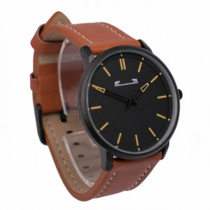 Ceas barbatesc clasic-elegant MATTEO FERARI, model slim, plat, design italian, cadran negru,curea maro