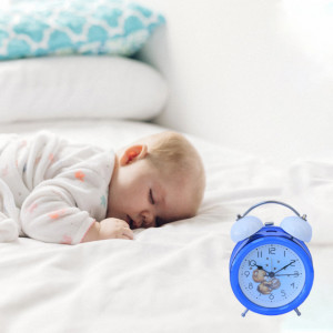 Ceas de masa desteptator pentru copii Pufo Joy, cu buton de iluminare cadran, 16 cm, model Teddy Bear