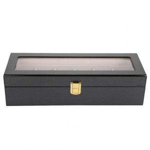 Cutie caseta din lemn pentru depozitare si organizare 6 ceasuri, model Pufo Luxury
