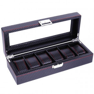 Cutie caseta pentru depozitare si organizare 6 ceasuri, model Pufo Glossy Royal