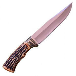 Cutit de vanatoare 30,5 cm, maner imitatie corn cerb, design deosebit + teaca