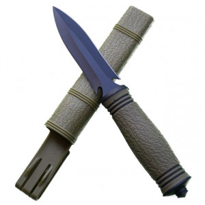 Cutit practic 23 cm Army Style cu lama dubla si varf ascutit, design deosebit, teaca inclusa