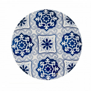 Farfurie portelan pentru desert, aperitive, model albastru, 19 cm