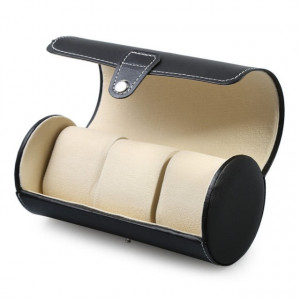 Pachet cutie caseta depozitare si transport pentru 3 ceasuri negru + ceas barbatesc elegant DEEP RED