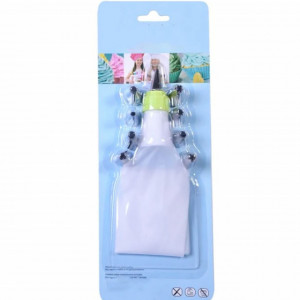 Pos de cofetarie pentru ornare prajituri, cu 8 forme metalice