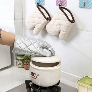 Set 6 cupe masurare ingrediente + Manusa de bucatarie Pufo Grey pentru gratar sau cuptor, termorezistenta