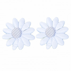 Set cordon de strangere Pufo Flower pentru draperie sau perdea cu magnet, 2 buc, alb