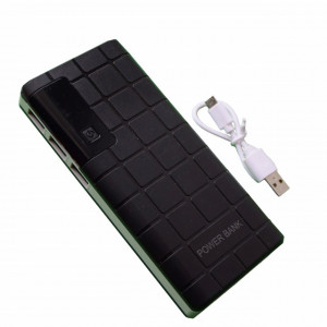 Acumulator extern 20000 mAh, 3 porturi USB, LED, lanterna, negru cu alb
