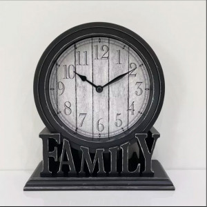 Ceas de masa Pufo Family, model Vintage, 20 x 18 cm, negru