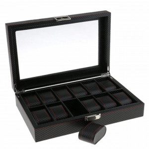 Cutie caseta pentru depozitare si organizare 12 ceasuri, model Pufo Glossy Royal