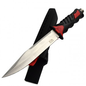 Cutit baioneta 34 cm, teaca material pvc, negru + rosu