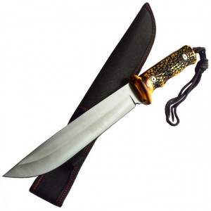 Cutit de vanatoare Full Tang 33 cm, maner imitatie corn cerb + teaca