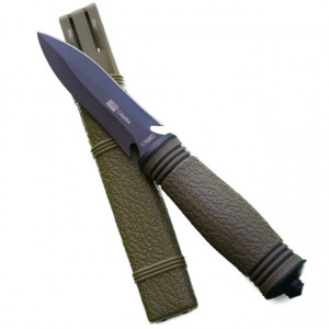 Cutit practic 23 cm Army Style cu lama dubla si varf ascutit, design deosebit, teaca inclusa