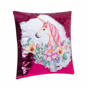 Perna decorativa pentru copii Pufo, model Unicornul Magic, 40 x 40 cm