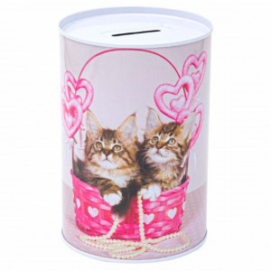 Pusculita metalica pentru copii, Pufo Kitty, 15 cm