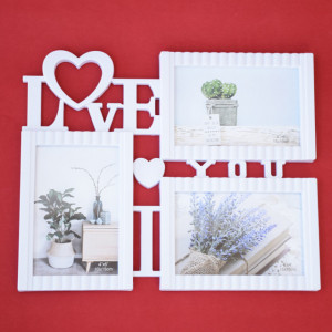 Rama foto decorativa Pufo cu 3 poze, Love You, 30 x 24 cm, alb