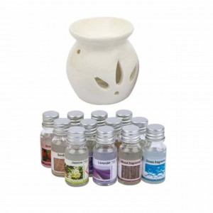Set suport si 12 uleiuri aromate cu esente diferite pentru aromaterapie, Pufo