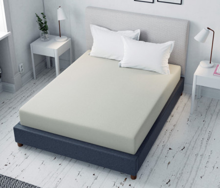 Cearceaf de pat crem cu elastic Evostar tesatura rigida bumbac 100%