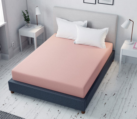 Cearceaf de pat roz pudra cu elastic Evostar tesatura rigida bumbac 100%