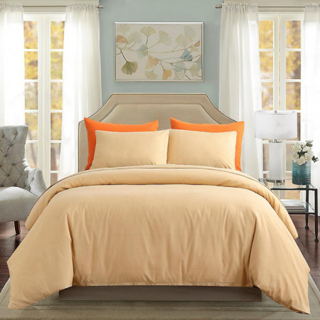 Lenjerie de pat matrimonial Premium Ranforce uni beige