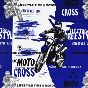 Bumbac ranforce imprimat pentru copii model Moto cross rola 30m/240cm