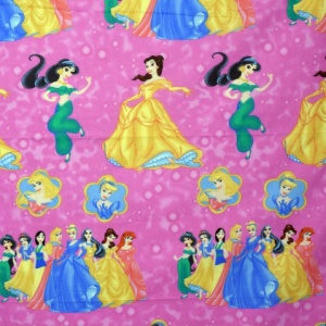 Bumbac ranforce imprimat pentru copii model Princesses roz rola 40m/225cm