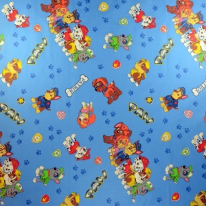 Bumbac ranforce imprimat pentru copii model Team albastru rola 40m/225cm