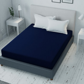Cearceaf de pat bleumarin cu elastic Evostar tesatura rigida bumbac 100%