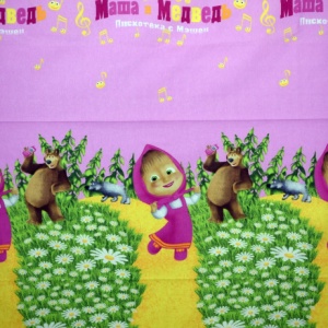 Bumbac ranforce imprimat pentru copii model Masha rola 40m/225cm