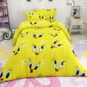 Lenjerie de pat copii Tweety fundal galben