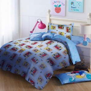 Lenjerie de pat copii Mikey & Minnie fundal albastru
