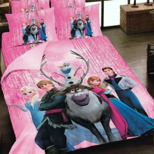 Lenjerie de pat copii Frozen fundal roz ( stoc limitat )