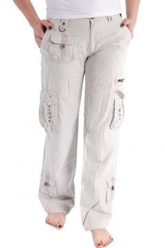 Pantalon bej cu buzunare