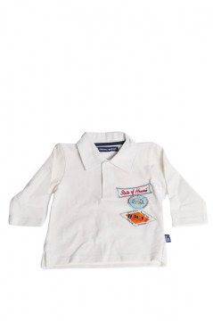 Tricou alb cu guler si imprimeu