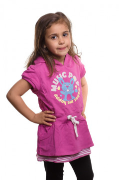 Bluza roz cu gluga si imprimeu