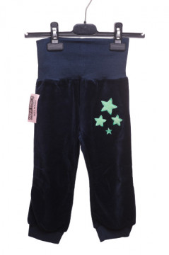 Pantaloni bleumarin de catifea cu stelute verzi