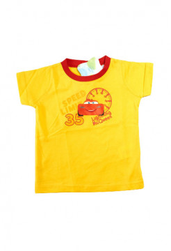 Tricou galben cu imprimeu imagine masina