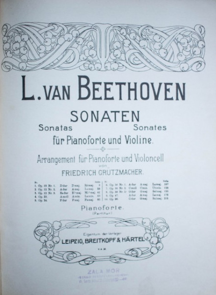 L. van Beethoven - Sonaten fur Pianoforte und Violine (editie hardcover, in limba germana)