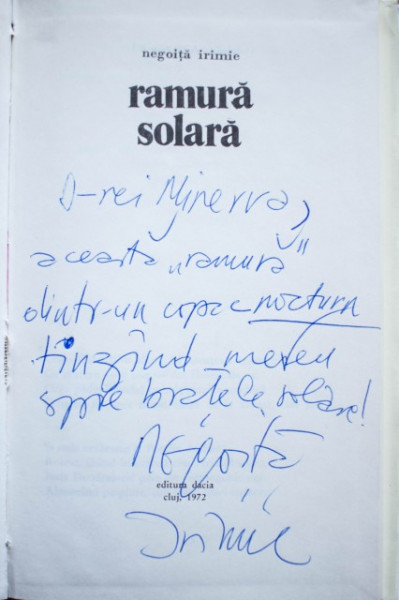Negoita Irimie - Ramura solara (editie hardcover, cu autograf)