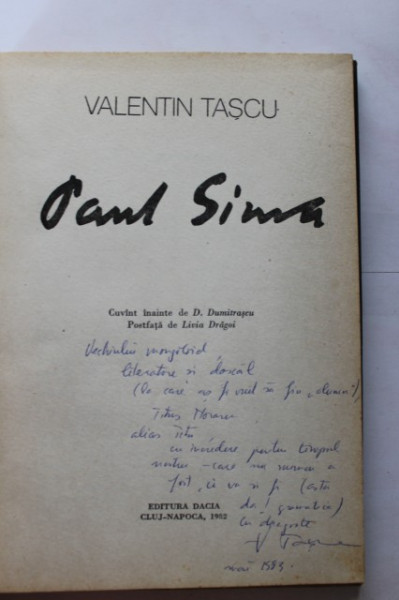 Valentin Tascu - Paul Sima (editie hardcover, cu autograf)