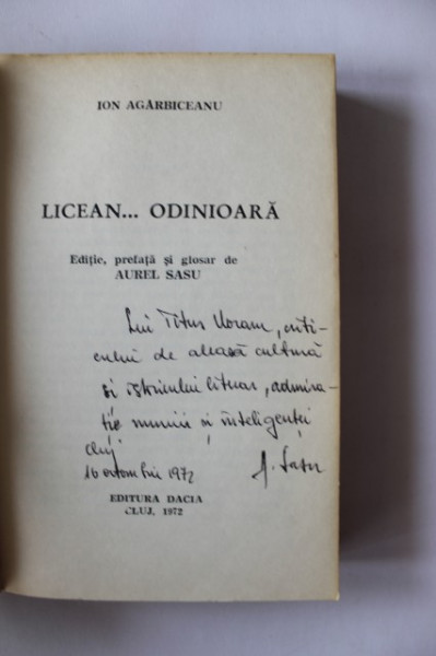 Ion Agarbiceanu - Liicean... odinioara (cu autograful lui Aurel Sasu)