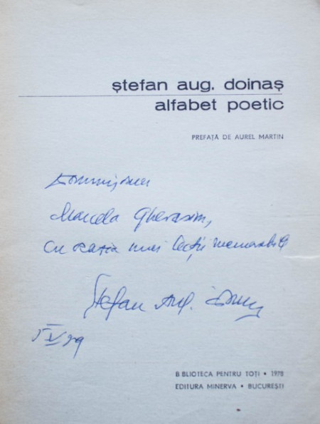 Stefan Aug. Doinas - Alfabet poetic (cu autograf)
