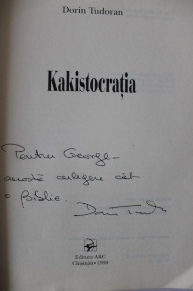 Dorin Tudoran - Kakistocratia (cu autograf)