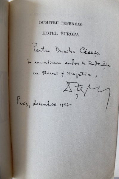 Dumitru Tepeneag - Hotel Europa (cu autograf)