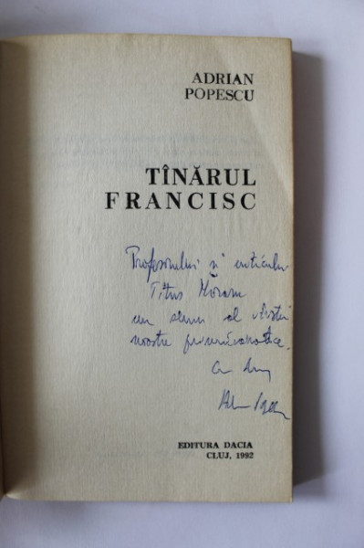Adrian Popescu - Tanarul Francisc (cu autograf)