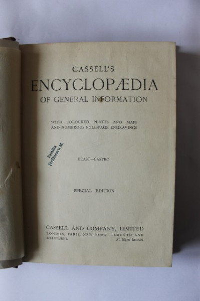 Cassell`s Encyclopaedia of general information (vol. 2, Beast-Castro) (editie hardcover in limba engleza)