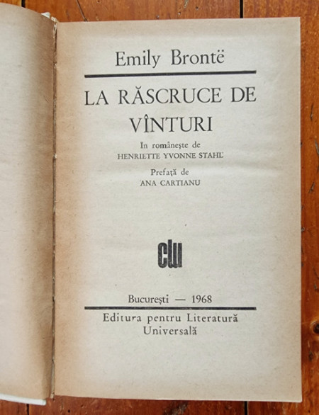 Emily Bronte - La rascruce de vanturi (editie hardcover)